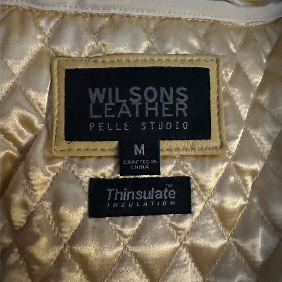 Wilsons Tan Leather Moto Jacket Blazer - Picture 9 of 10